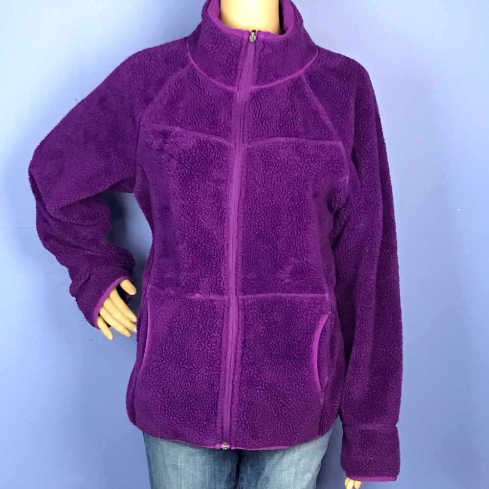 Reversible Purple Teddy Bear Fleece Zip Up Jacket